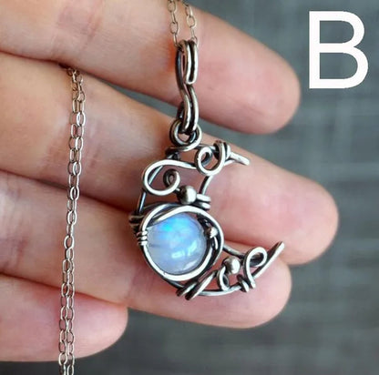 Moon Shape Moonstone Pendant Necklace For Women Female Fashion Jewelry Gifts For Girl