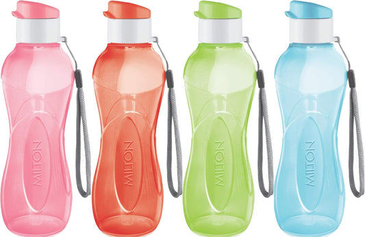 Water Bottle Kids Reusable Leakproof 17 Oz 4-Pack Plastic Wide Mouth Large Big Drink Bottle BPA & Leak Free with Handle Strap Carrier for Cycling Camping Hiking Gym Yoga - WORLD TIME VISITS
