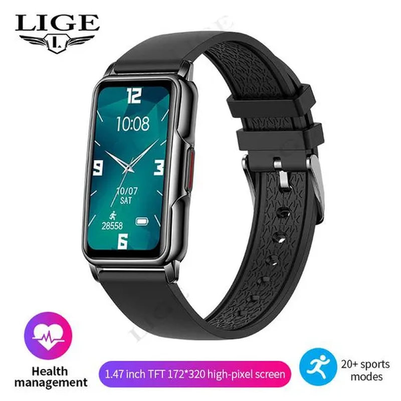 LIGE 2023 Newest 1.47-inch Full Touch Sports Smart Bracelet Watch for Men and Women Fitness Tracker Health Monitors IP67 Waterproof Smart Wristbands Montre Connecter