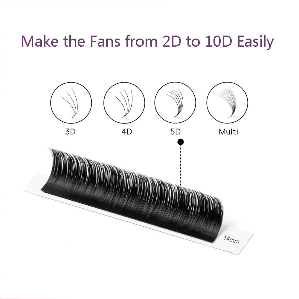 Volume Eyelash Extensions 0.05/0.07 Easy Fan Volume CC/D Curl | 8-15Mm Length | Easy Fan Volume Lashes 2D-20D Self Fanning Volume Lashes Long Lasting Blooming Lashes(0.05 CC 14Mm)