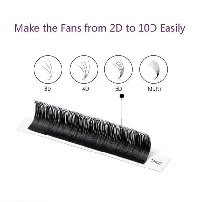 Volume Eyelash Extensions 0.05/0.07 Easy Fan Volume CC/D Curl | 8-15Mm Length | Easy Fan Volume Lashes 2D-20D Self Fanning Volume Lashes Long Lasting Blooming Lashes(0.05 CC 14Mm)
