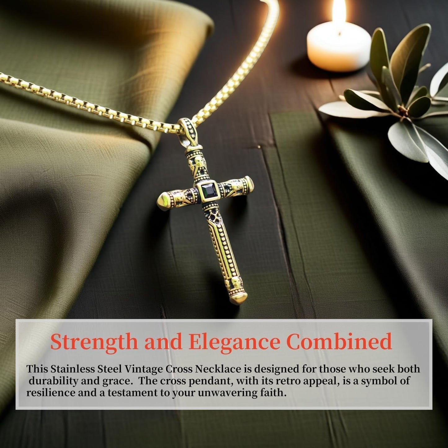 Cross Pendant Necklace for Men Metal Stainless Steel Mens Cross Pendant Necklace for Men