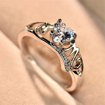 Love Mom Heart Shape Diamond/Amethyst/Emerald/Pink/Blue Sapphire/Black Diamond Nana Ring Grandma Mum Jewelry