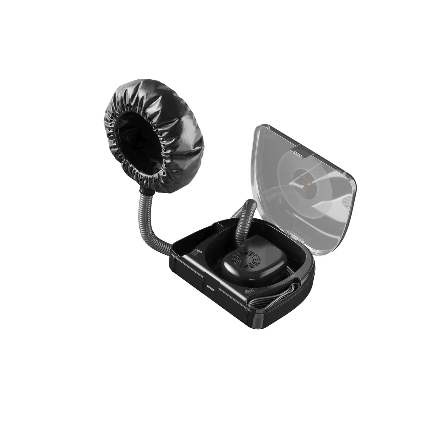 80745 Ionic Professional Bonnet Hair Dryer - Includes 40" Flexible Hose & Convenient Storage Case, Fits on Average Size of 1" Roller, 2 - Speed/ 2 Heat Settings for Styling - 500 Watts, Black - WORLD TIME VISITS