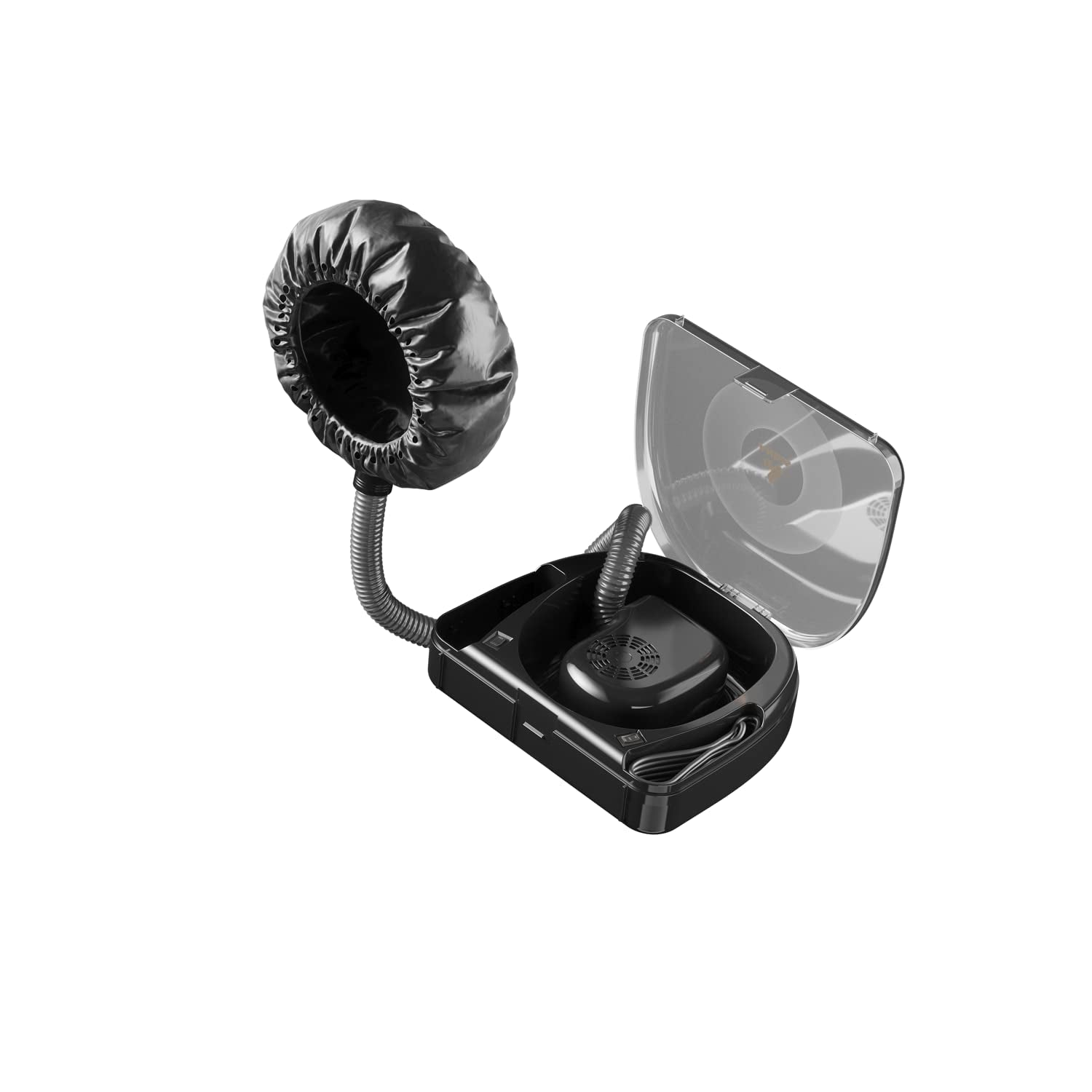 80745 Ionic Professional Bonnet Hair Dryer - Includes 40" Flexible Hose & Convenient Storage Case, Fits on Average Size of 1" Roller, 2 - Speed/ 2 Heat Settings for Styling - 500 Watts, Black - WORLD TIME VISITS