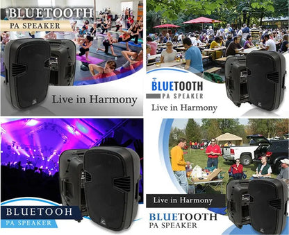 Harmony Audio HA-L15BA Pro DJ Live Series Bluetooth 15" Powered 1200W PA Speaker