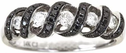 10K White Gold Natural Black & White Diamond Ring for Women | Ethically, Authentically & Organically Sourced Hand-Crafted Jewelry for Her | Diamond Ring for Women.