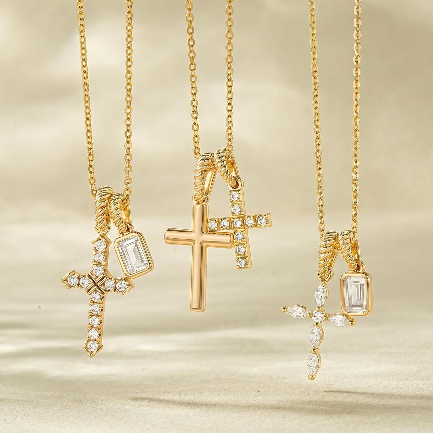 Gold Cross Necklace for Women: 14K Gold Plated Dainty Cross Pendant Non-Tarnish Necklace, Faith Crucifix Chain Jewelry, Elegant Religious Gifts