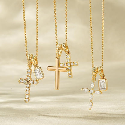 Gold Cross Necklace for Women: 14K Gold Plated Dainty Cross Pendant Non-Tarnish Necklace, Faith Crucifix Chain Jewelry, Elegant Religious Gifts