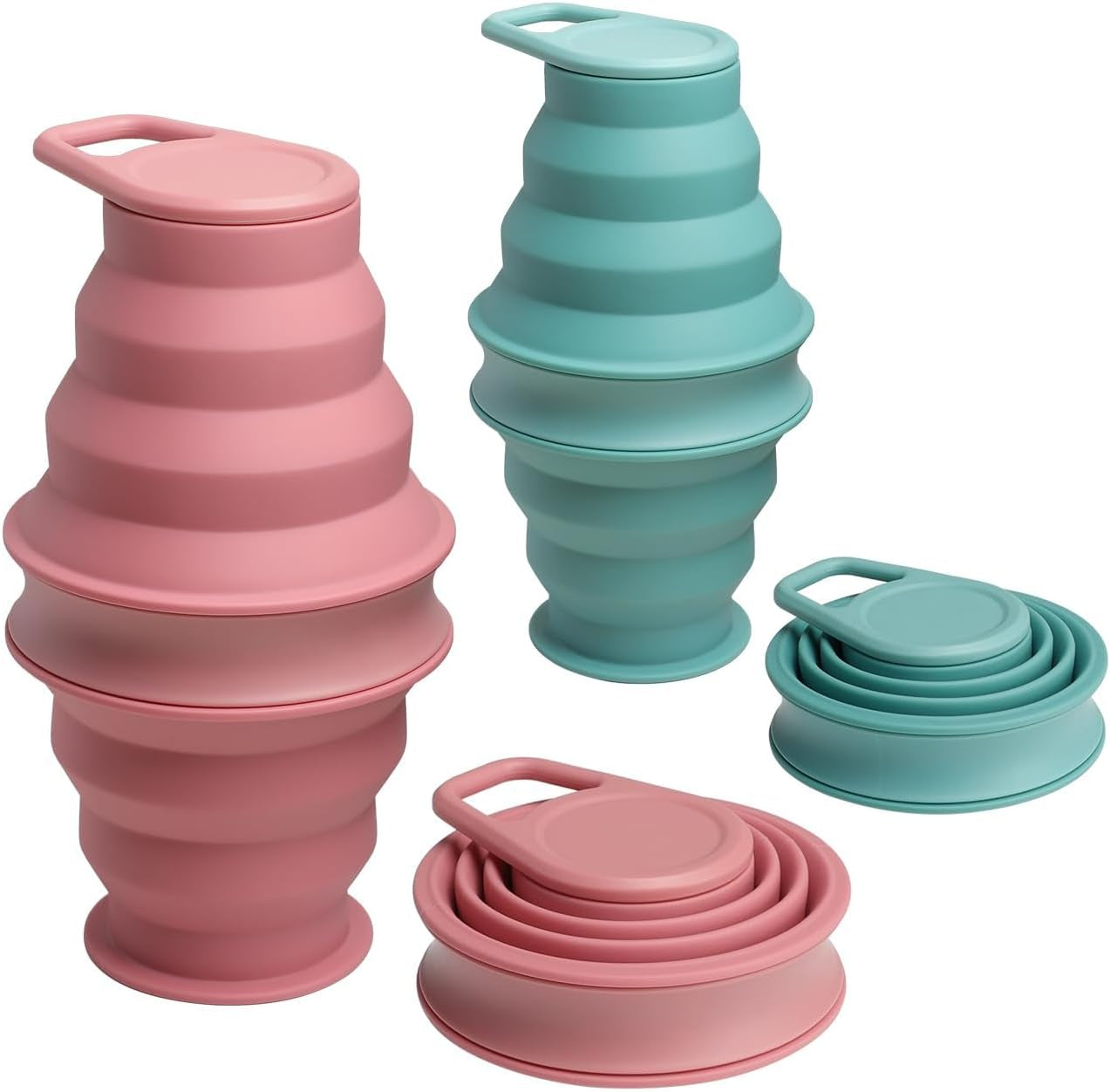 Collapsible Water Bottles BPA Free Leak Proof Foldable Silicone Bottle with Anti-Collapse Ring for Travel Camping Hiking Running Sport