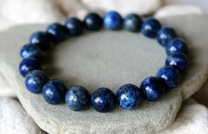 8mm Lapis Lazuli Bracelet,   Wrist Mala, Unisex Lapis Lazuli  Blue Bead Bracelet