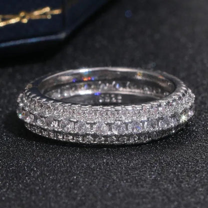 S925 Sterling Silver Micro Pave Diamond Eternity Rings for Women Bridal Engagement Wedding Ring Proposal Gift Jewelry