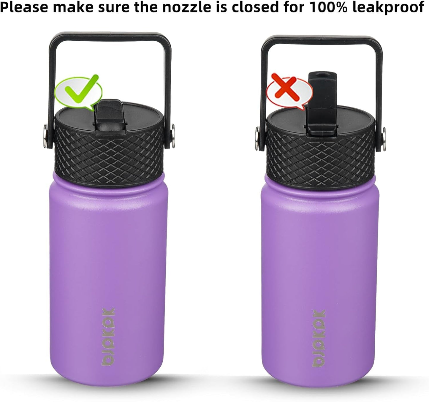 Water Bottle with Straw Lid, 15 Oz Insulated Water Bottle, Stainless Steel Metal Water Bottles, Reusable Leak Proof BPA Free Thermos, Flask, Cups, Macaron-Modena