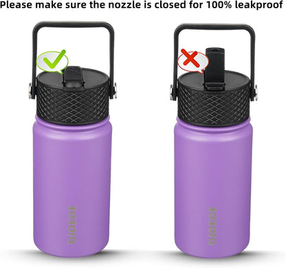 Water Bottle with Straw Lid, 15 Oz Insulated Water Bottle, Stainless Steel Metal Water Bottles, Reusable Leak Proof BPA Free Thermos, Flask, Cups, Macaron-Modena