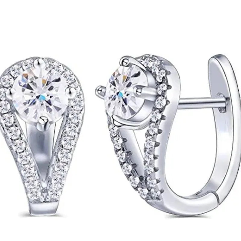 1 Pair Diamond Huggie Earrings for Women Bridal Wedding Earrings Jewelry Gift