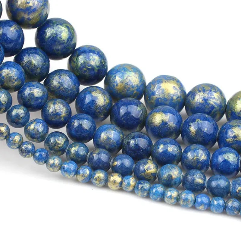 1pcs Blue Beads Lapis Lazuli Gold Stone Beads for Jewelry Making Diy Handicraft 15'' Strand 4/6/8/10/12mm