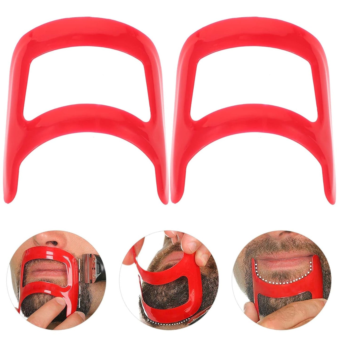 Goatee Shaving Template Shaping Edge up Tool for Goatee Trimming Lineup Beard Grooming Kit for Men One Size Fits All Self Cut Guide Use Barber Supplies 2Pcs
