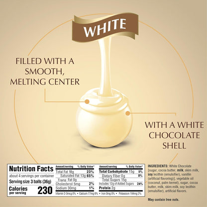 LINDOR White Chocolate Candy Truffles, White Chocolate with Smooth, Melting Truffle Center, 5.1 Oz. Bag