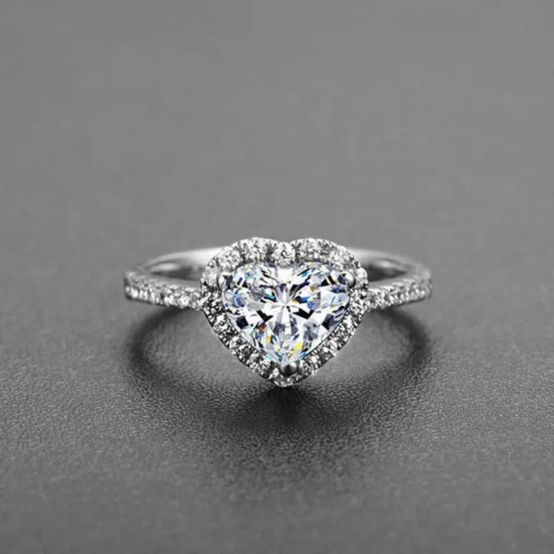 Elegant Natural Gemstone Heart Shaped Ring Fashion Women Platinum Diamond 925 Silver 18k Rose Gold Ring Engagement Wedding Anniversary Gift Jewelry