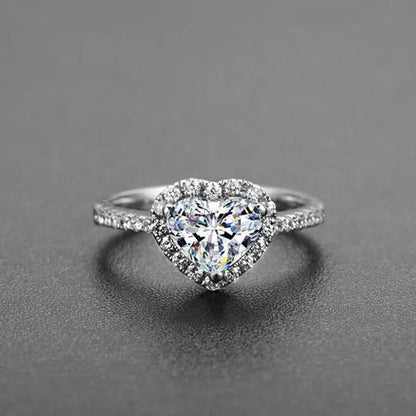 Elegant Natural Gemstone Heart Shaped Ring Fashion Women Platinum Diamond 925 Silver 18k Rose Gold Ring Engagement Wedding Anniversary Gift Jewelry