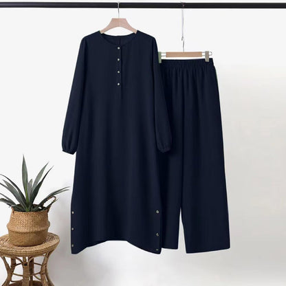 Muslim Clothes for Women Islamic Sets Top+Pants Outfits Abaya Modest Casual Dubai Robe Trousers
