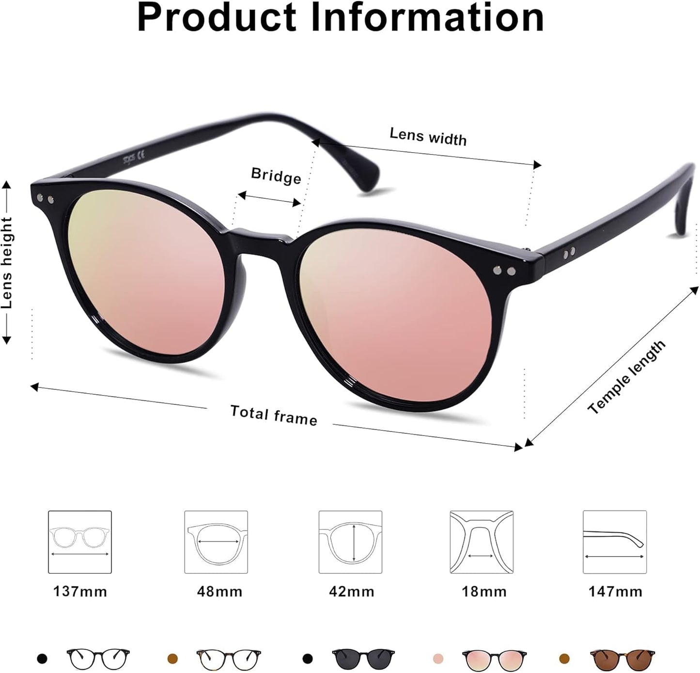 Small round Classic Polarized Sunglasses for Women Men Vintage Style UV400 Lens SJ2113
