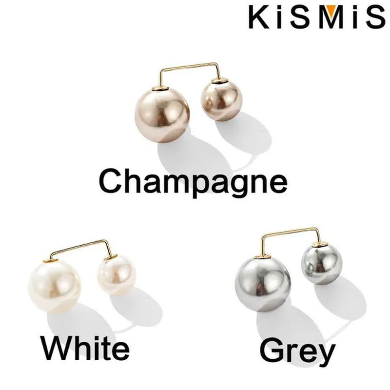 KISMIS 1/2/4Pcs Double Pearl Pins for Women Designer Female Brooches Clothing Accessories Simulated Pearl Sweater Knit Shirt Jewelry