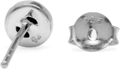 4MM Petite round Shape Cabochon Gemstones White Gold Plated or Yellow Gold Plated 925 Sterling Silver Stud Post Birthstone Earrings Jewelry for Women or Teens Second or Third Hole Piercing