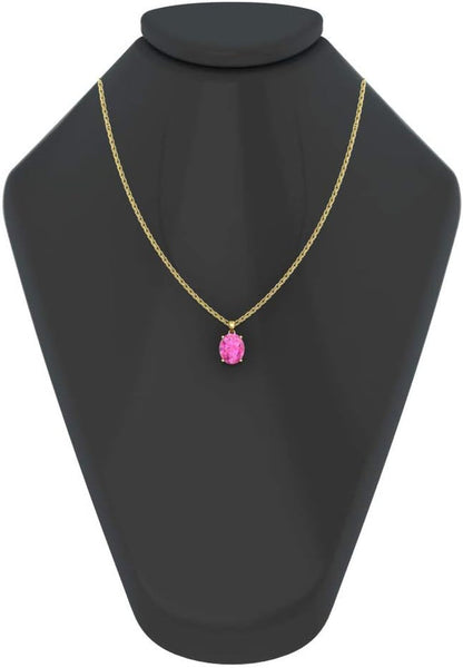 Women'S Pendant Necklace, 14K Yellow Gold/White Gold Hanging Jewelry with 7Mm Precious/Semi-Precious Oval Birthstone Gemstone & 18" Loose Rope Chain with Lobster Claw