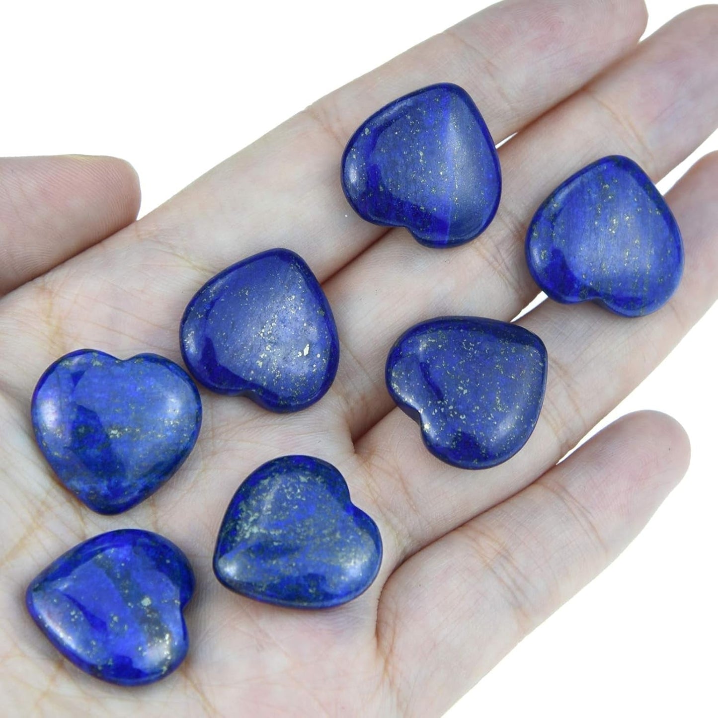 15 Packs 0.8 Inch Healing Crystal Natural Lapis Lazuli Heart Love Carved Palm Worry Stone Chakra Reiki Balancing