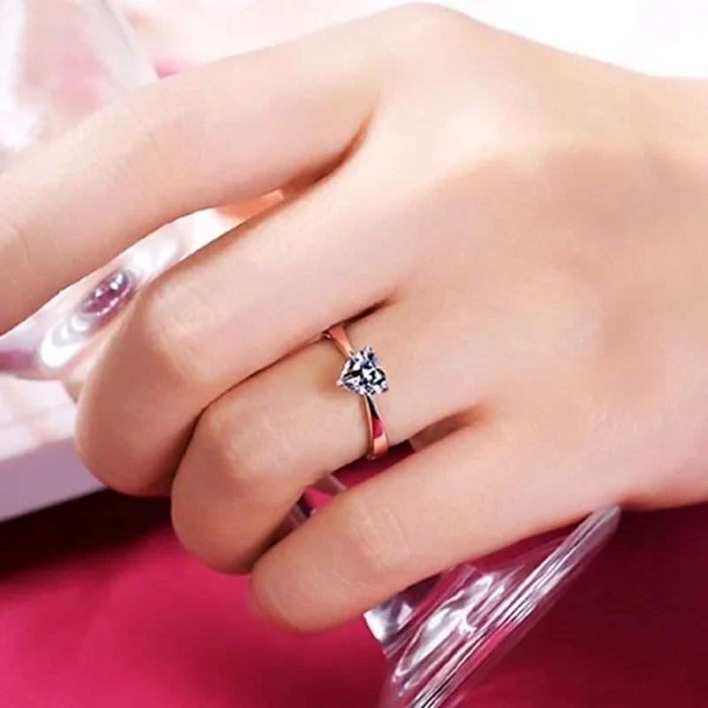 Simple Silver Color Ring Love White Zirconia Women Ring Wedding Anniversary Christmas Gift Beach Party Jewelry
