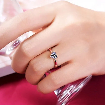 Simple Silver Color Ring Love White Zirconia Women Ring Wedding Anniversary Christmas Gift Beach Party Jewelry