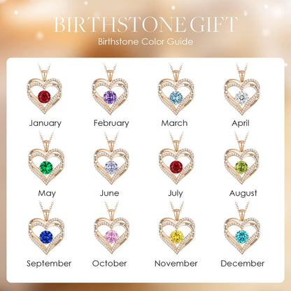 Forever Love Heart Necklaces for Women, Wedding Anniversary, Birthday Gift for Wife, S925 Silver Jewelry with Birthstone Pendant