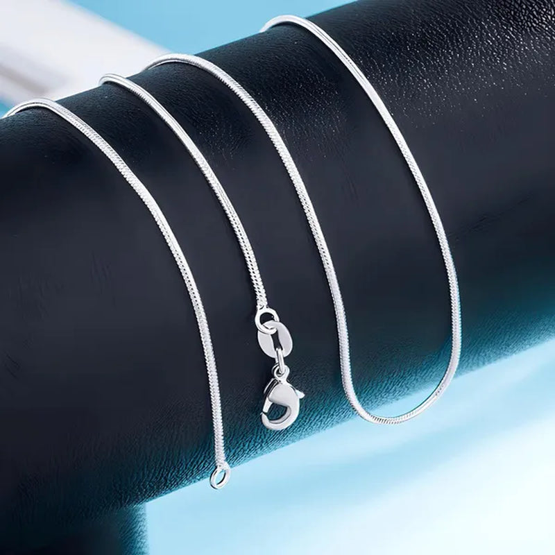 Fashion Women Men 925 Silver Pretty 1MM Snake Chain Necklace for Pendant