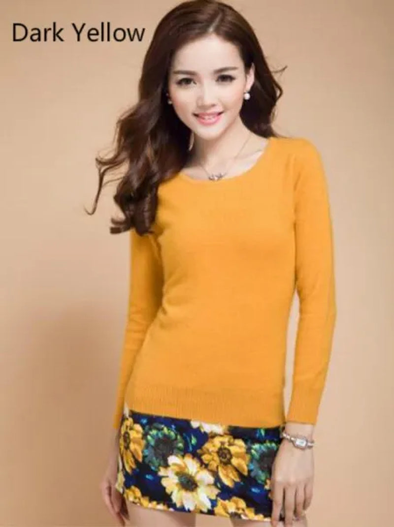 18 Colors Wool Pure Cashmere Sweater Women Soft Pullovers O-Neck Pull Femme Long Sleeve Sweaters Pullovers