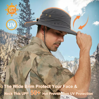 Plus Size XL XXL Sun Hats for Men Bucket Boonie UV Protection UPF50+ Waterproof Wide Brim Foldable Fishing Beach