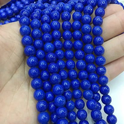 Blue Rock Lapis Lazuli Bead Stone round 4-12Mm Gemstone Loose Spacer DIY Jewelry - WORLD TIME VISITS