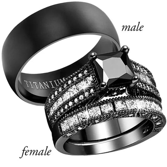Boutique Noble Retro Men and Women Couples Ring Men Titanium Steel Anniversary Christmas Gift Beach Party Jewelry