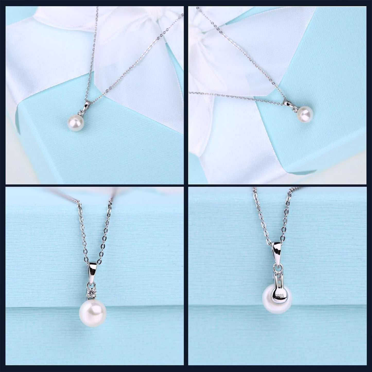 925 Sterling Silver Freshwater Cultured Pearl Pendant Necklace  Jewelry for Women,Girls