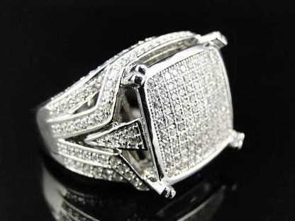 Mens 925 Silver Plated White Zircon Gem Engagement Ring Size 6-11