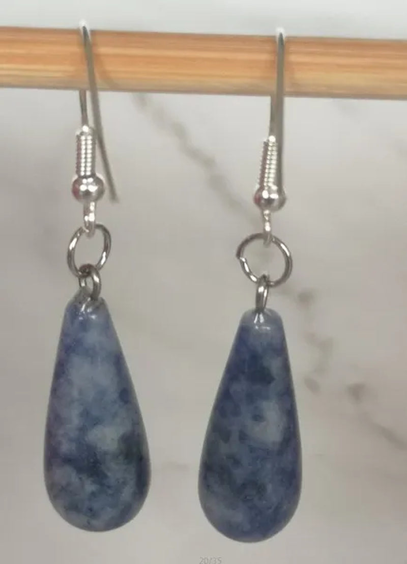 1Pair Option 29X10MM Water Drop Amethyst Clear Quartz Lapis Lazuli Turquoise Rose Quartz Opal Tiger Eye Drop Earrings