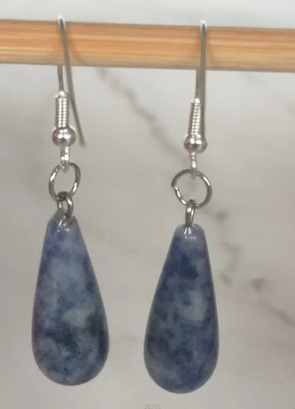 1Pair Option 29X10MM Water Drop Amethyst Clear Quartz Lapis Lazuli Turquoise Rose Quartz Opal Tiger Eye Drop Earrings
