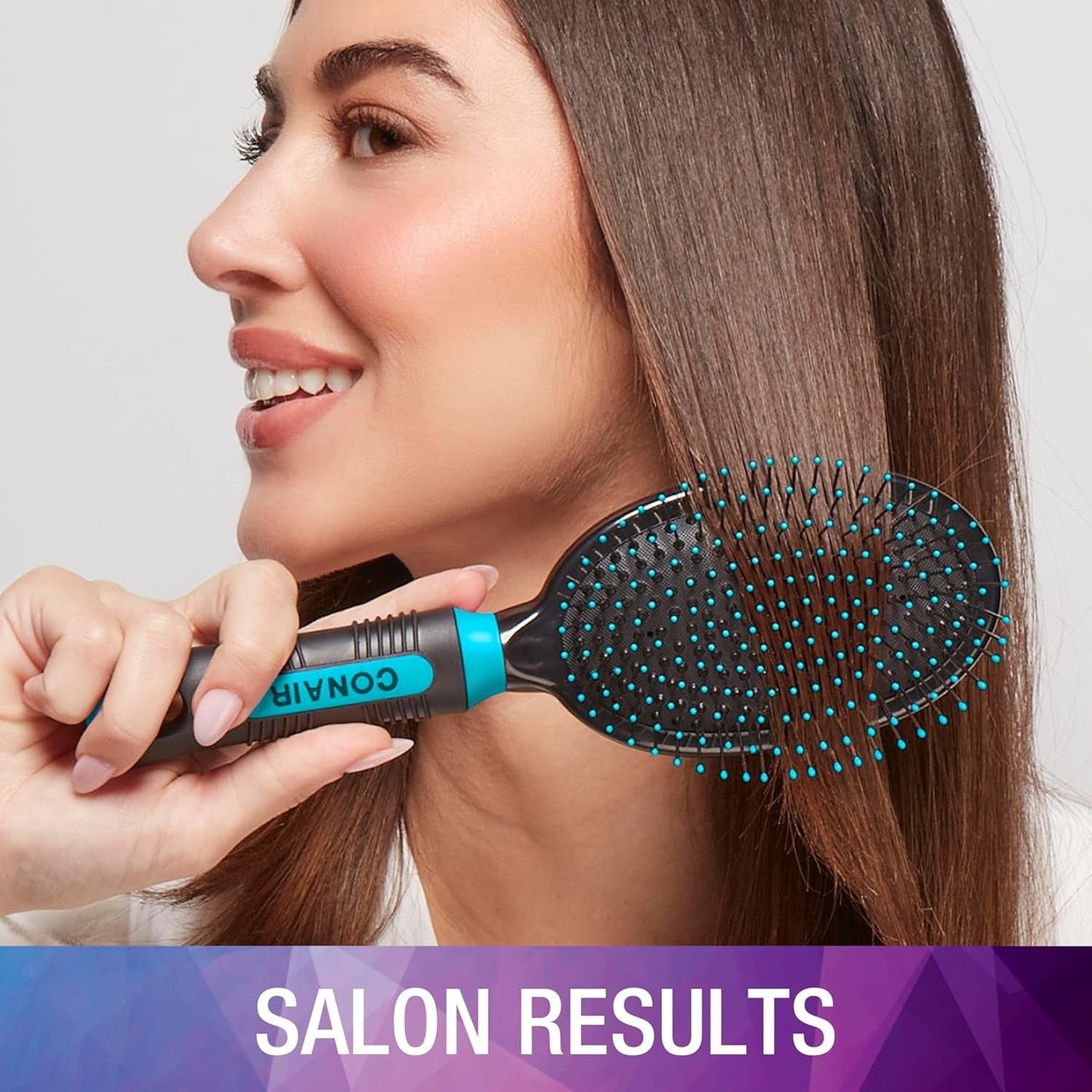 Salon Results Hairbrush for Men and Women - Detangling Hair Brush - Hairbrush for All Hair Types - Wire Bristles and Cushion Base