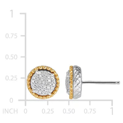 0.20 CT. T.W. Diamond Halo Pendant and Earring Set in Sterling Silver and 14K Yellow Gold