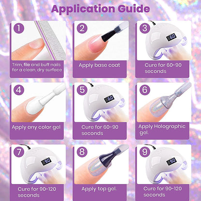 Holographic Nail Polish Rose Gold Gel Nail Polish with Mermaid Unicorn Effect Glitter Gel Nail Polish RAR73 Suitable for Spring Summer