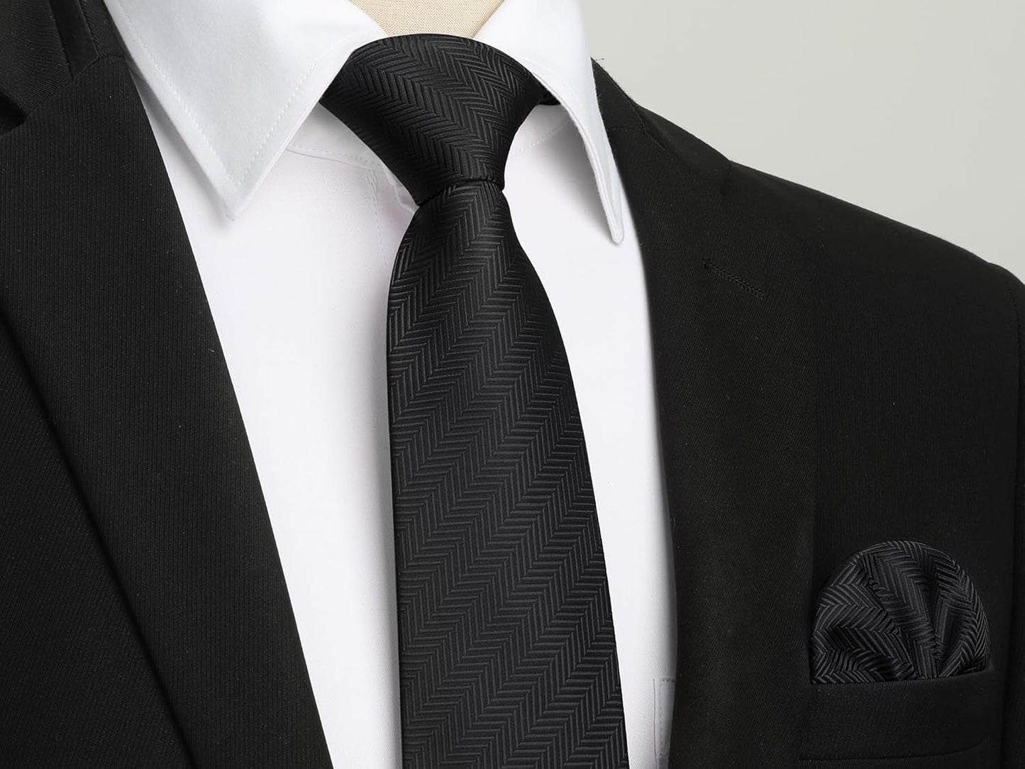 Mens Solid Ties Formal Business Woven Tie and Pocket Square Cufflinks Set Classic Silk Satin Necktie Wedding