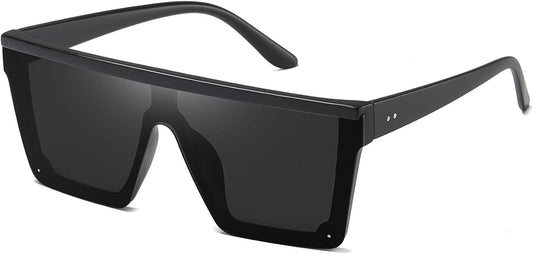 Square Sunglasses for Women Men Fashion Big Frame Flat Top Sun Glasses Mirror Lens - WORLD TIME VISITS
