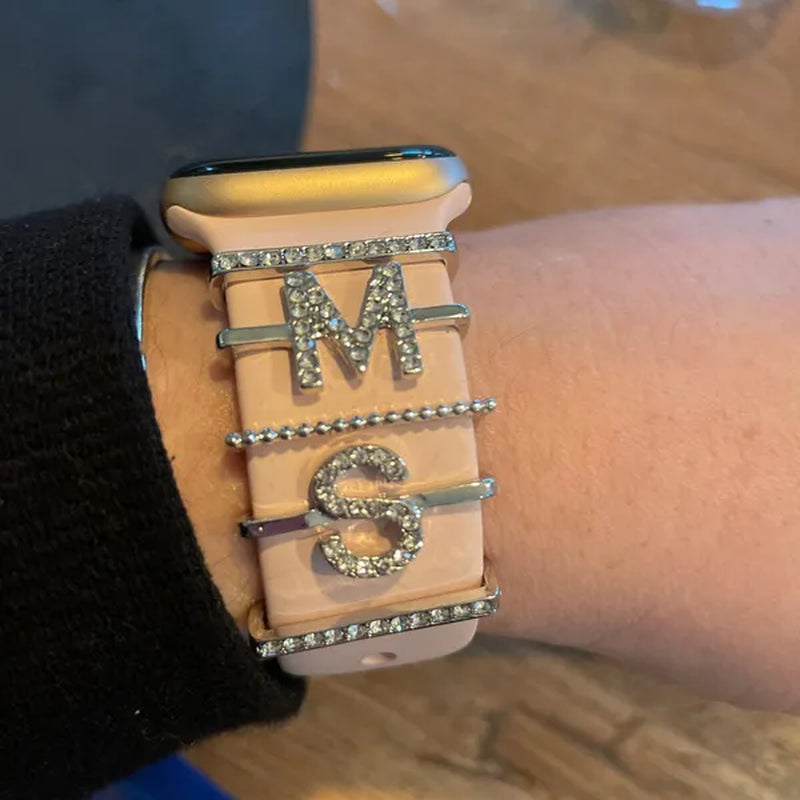 For Apple Watch Band Metal Charms Decorative Ring Diamond Ornament Smart Watch Strap for Iwatch Bracelet Watch Band Ornament