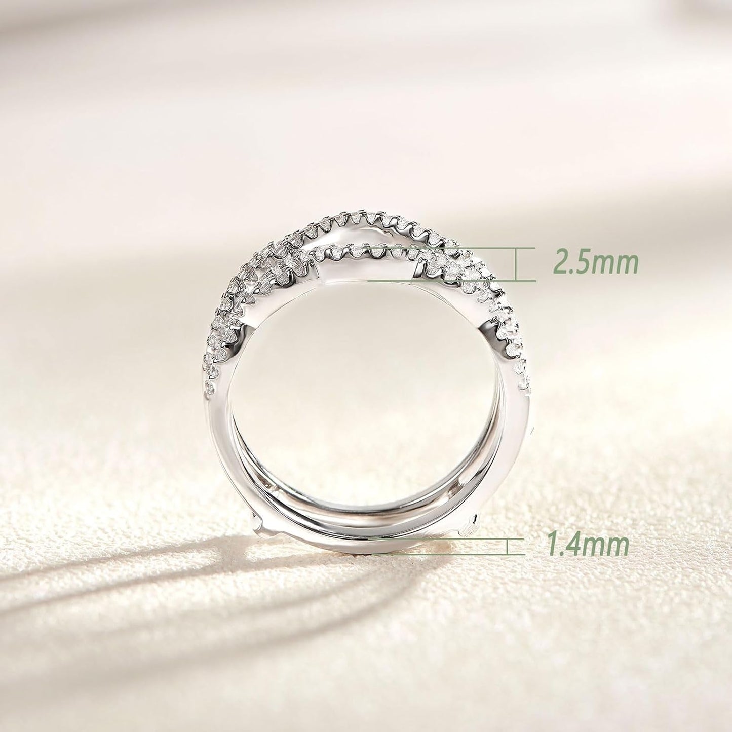 Women 925 Sterling Silver Twisting Infinity Guard Enhancer for Engagement Rings Wedding Band CZ