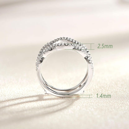 Women 925 Sterling Silver Twisting Infinity Guard Enhancer for Engagement Rings Wedding Band CZ